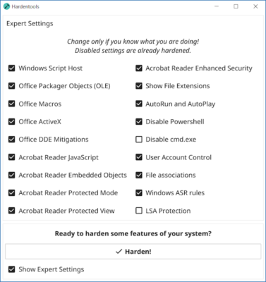 Hardentools 2.6 software description
