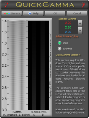 QuickGamma 4.1 – Free Monitor Gamma Calibration Tool for Windows software description