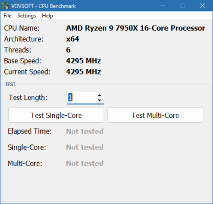 VOVSOFT CPU Benchmark 1.0 software description
