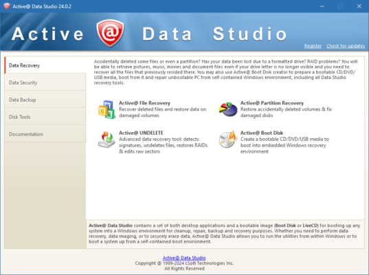 Active Data Studio 25.2.1 interface screenshot
