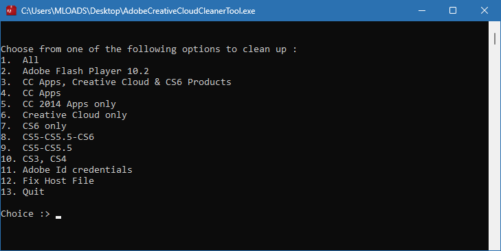 Adobe Creative Cloud Cleaner 4.3.0.834 interface screenshot
