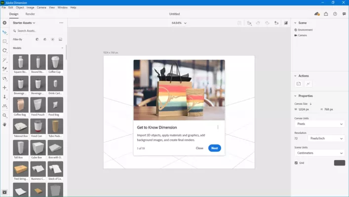 Adobe Dimension 2025 4.1.5 interface screenshot
