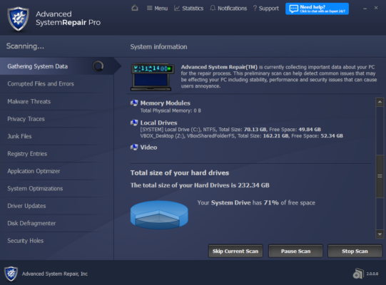 Advanced System Repair Pro 2.0.0.8 – Optimize and Boost PC Performance interface screenshot