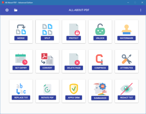 All About PDF 3.2033 – Your Complete Toolkit for PDF Management & Editing interface screenshot