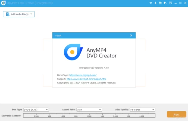 AnyMP4 DVD Creator 7.3.20 + MacOS interface screenshot
