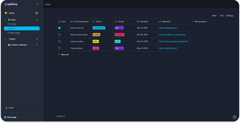 Appflowy 0.9.4 interface screenshot