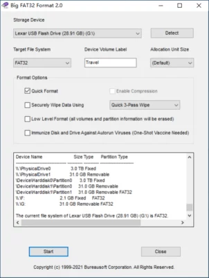 Big FAT32 Format Pro 2.0 interface screenshot