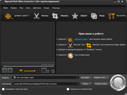Bigasoft iPad Video Converter 5.8.1.9133 interface screenshot