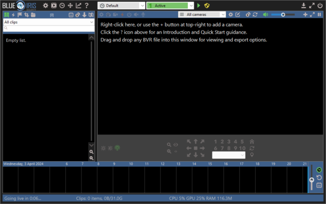 Blue Iris 5.9.9.92. interface screenshot
