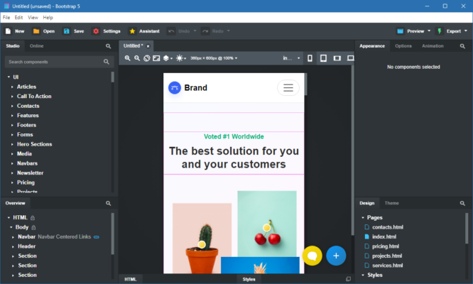 Bootstrap Studio 7.1.2 interface screenshot