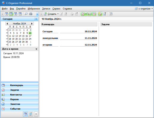 C-Organizer Pro 10.0.1 interface screenshot