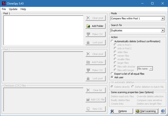 CloneSpy 3.43 interface screenshot