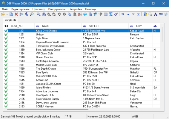 DBF Viewer 2000 8.80 – A snapshot of the explanation