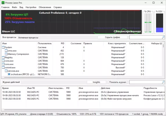 Download Bitsum Process Lasso Pro 16.0.1.16 – Optimize CPU – A snapshot of the explanation