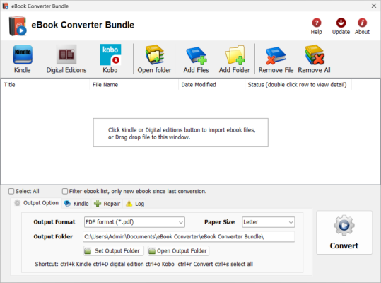eBook Converter Bundle 3.25.10101.460 interface screenshot