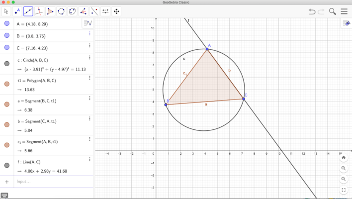 GeoGebra 6.0.894.3 – A snapshot of the explanation
