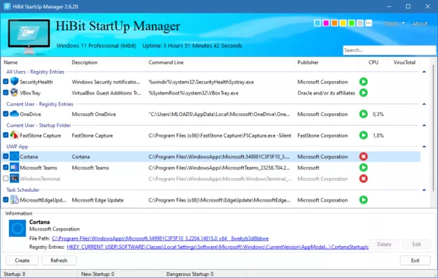 HiBit Startup Manager 2.6.60 interface screenshot