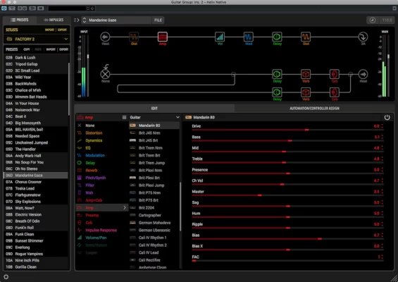 Line 6 Helix Native 3.82 interface screenshot