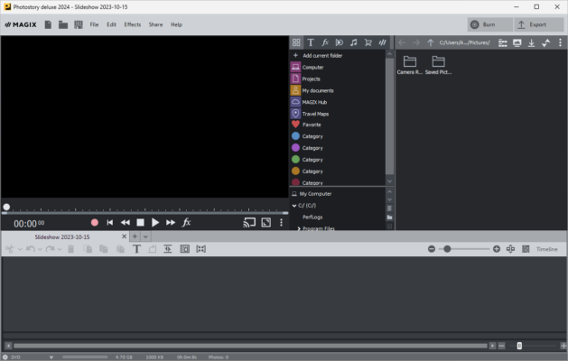 MAGIX Photostory Deluxe 2025 24.0.1.233 interface screenshot