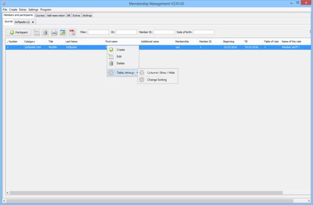 Membership Management 2.01.12 interface screenshot
