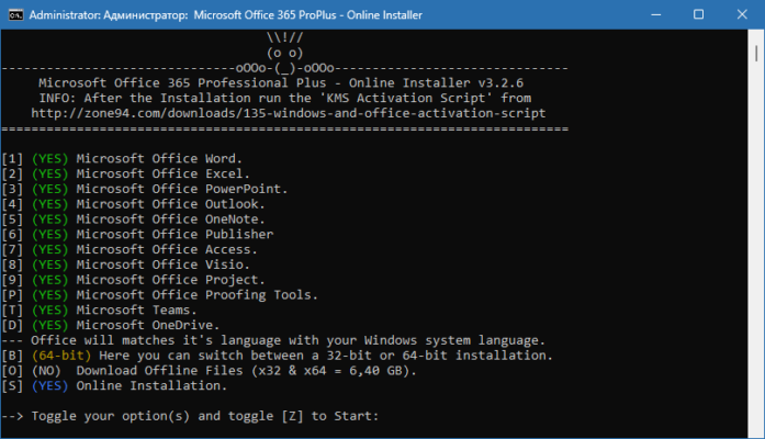 Microsoft Office 365 ProPlus – Online Installer 3.3.6 interface screenshot