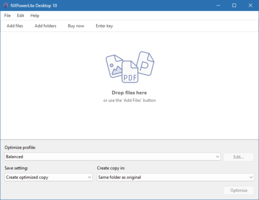 NXPowerLite Desktop 10.3.2 interface screenshot