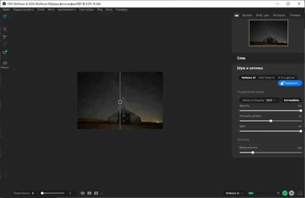 ON1 NoNoise AI 2025.5 18.5.1.5726 interface screenshot