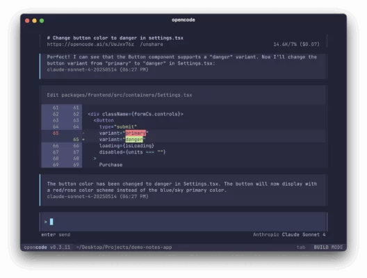 Open Code 0.15.10 – Lightweight, Open-Source Editor for Fast Development interface screenshot