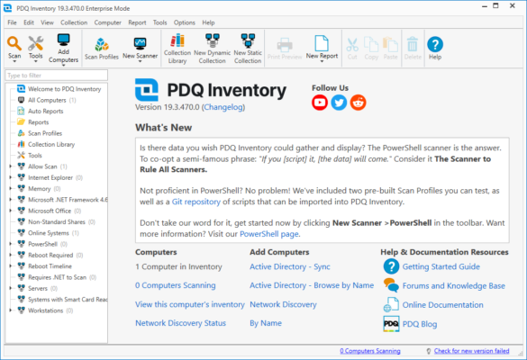 PDQ Inventory 19.5.0 interface screenshot