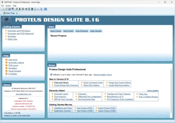 Proteus Pro 9.0 SP2 interface screenshot