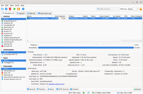 qBittorrent 5.1.2 – لقطة من الشرح
