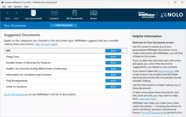 Quicken WillMaker & Trust 2025 25.4.3039 interface screenshot
