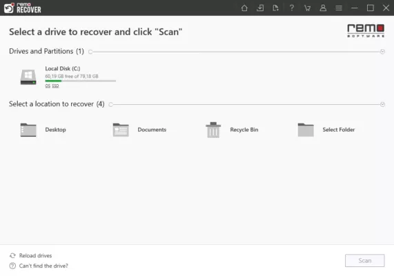 Remo Recover Windows 6.0.0.251 interface screenshot