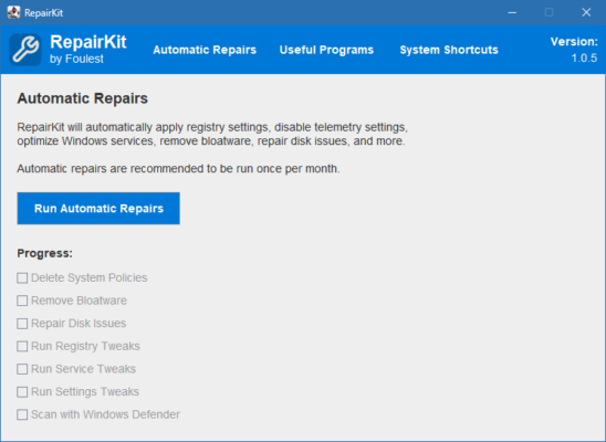 RepairKit 1.3.3 interface screenshot