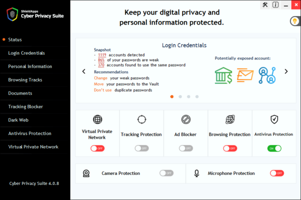 ShieldApps Cyber Privacy Suite 4.2.8 – Complete Privacy and Security Protection – A snapshot of the explanation