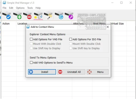 Simple VHD Manager 1.5 interface screenshot