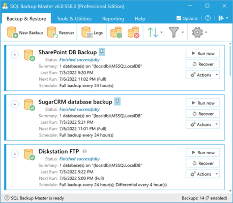 SQL Backup Master 8.0.984 interface screenshot