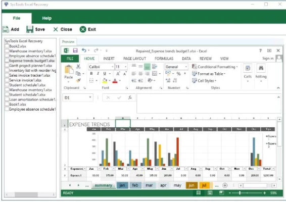 SysTools Excel Recovery 4.1 interface screenshot