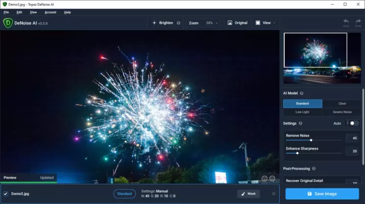 Topaz DeNoise Al 3.7.2 interface screenshot