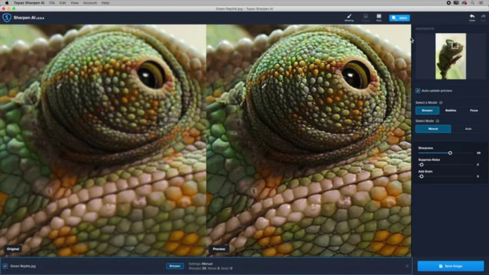 Topaz Sharpen AI 4.1.0 interface screenshot