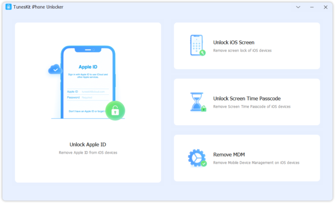 TunesKit iPhone Unlocker 2.7.0.18 interface screenshot