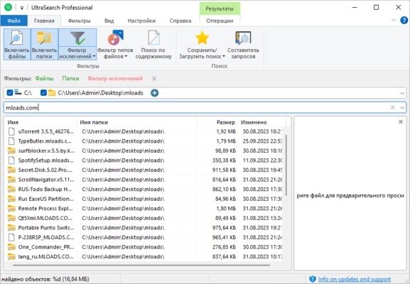 UltraSearch Pro 4.8.2.1182 – A snapshot of the explanation