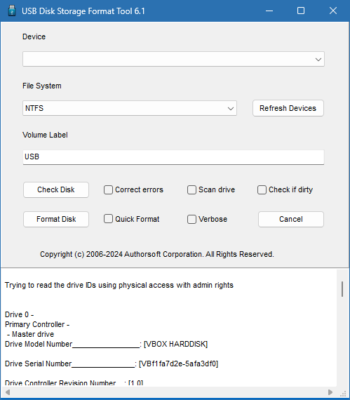 USB Disk Storage Format Tool 6.1 interface screenshot