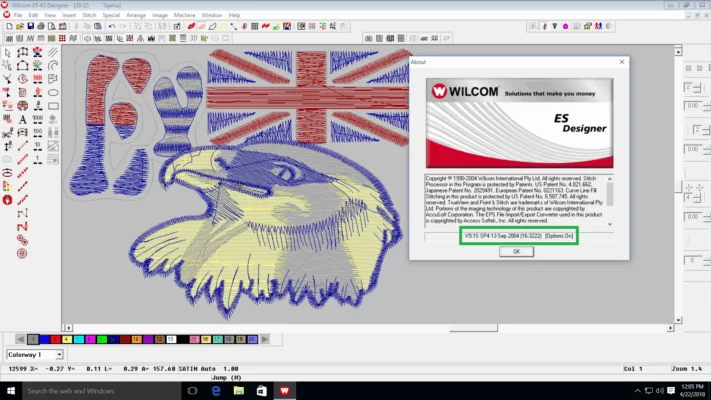 Wilcom 9.0 interface screenshot