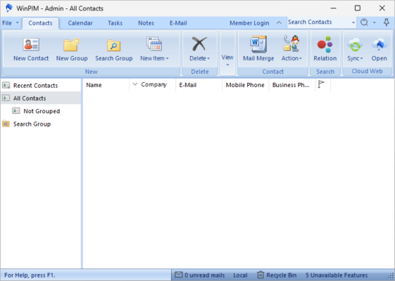 WinPIM Business 18.61.5892 – A snapshot of the explanation