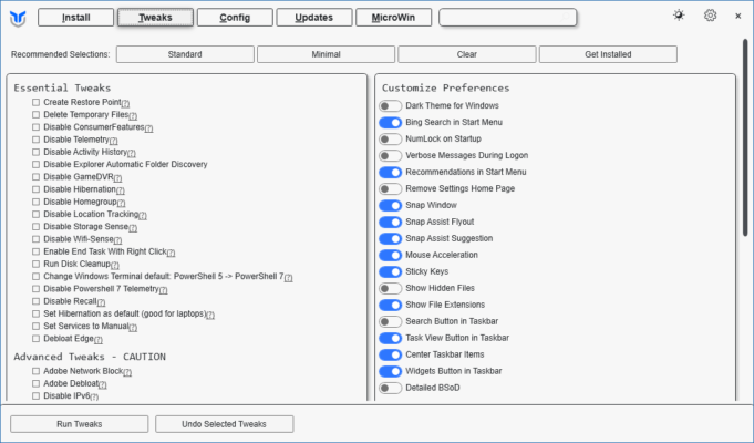 WinUtil 25.03.05 – A snapshot of the explanation
