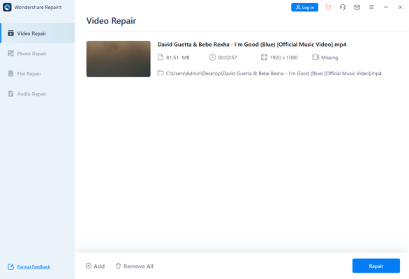 Wondershare Repairit 6.5.14.2 – A snapshot of the explanation