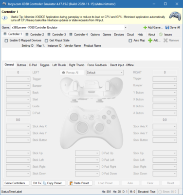 x360ce 4.17.15.0 interface screenshot