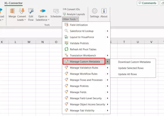 XL-Connector 3.6.25 – Advanced Salesforce Excel Add-in – A snapshot of the explanation