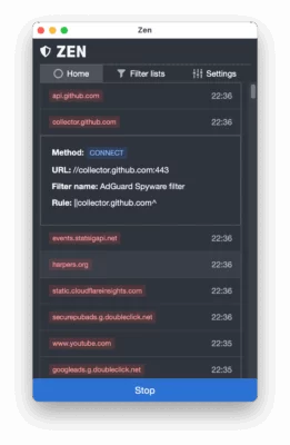 Zen 0.10.1 interface screenshot